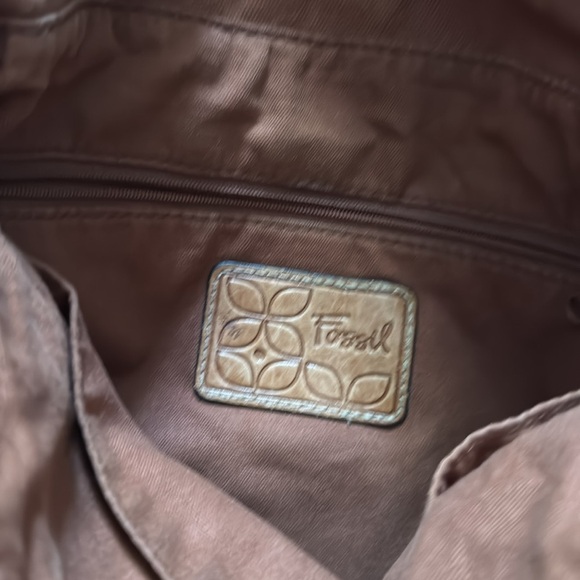 Vintage Fossil leather and canvas keeper Crossbody purse - Picture 4 of 6